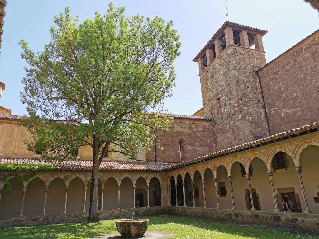 Claustre, arbre i campanar del monestir de Sant Joan